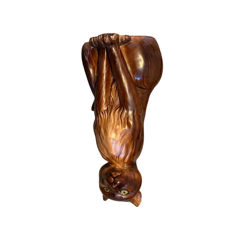 Vintage Inarco Japan Ceramic Cat Figurine E-2981 Brown Drip Glaze MCM Decor - Picture 9 of 10